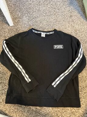 PINK Victoria's Secret Black Crewneck with White Logo